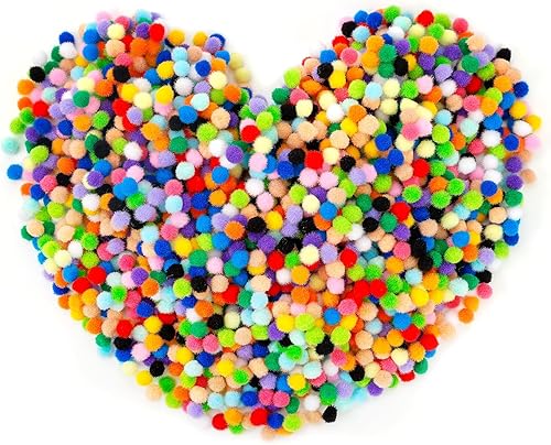 Miniatura 5 de Aoibrloy 2000 pompones rojos de 0.39 pulgadas, para artes y manualidades, mini pompones para manualidades con 100 ojos ondulantes para manualidades,