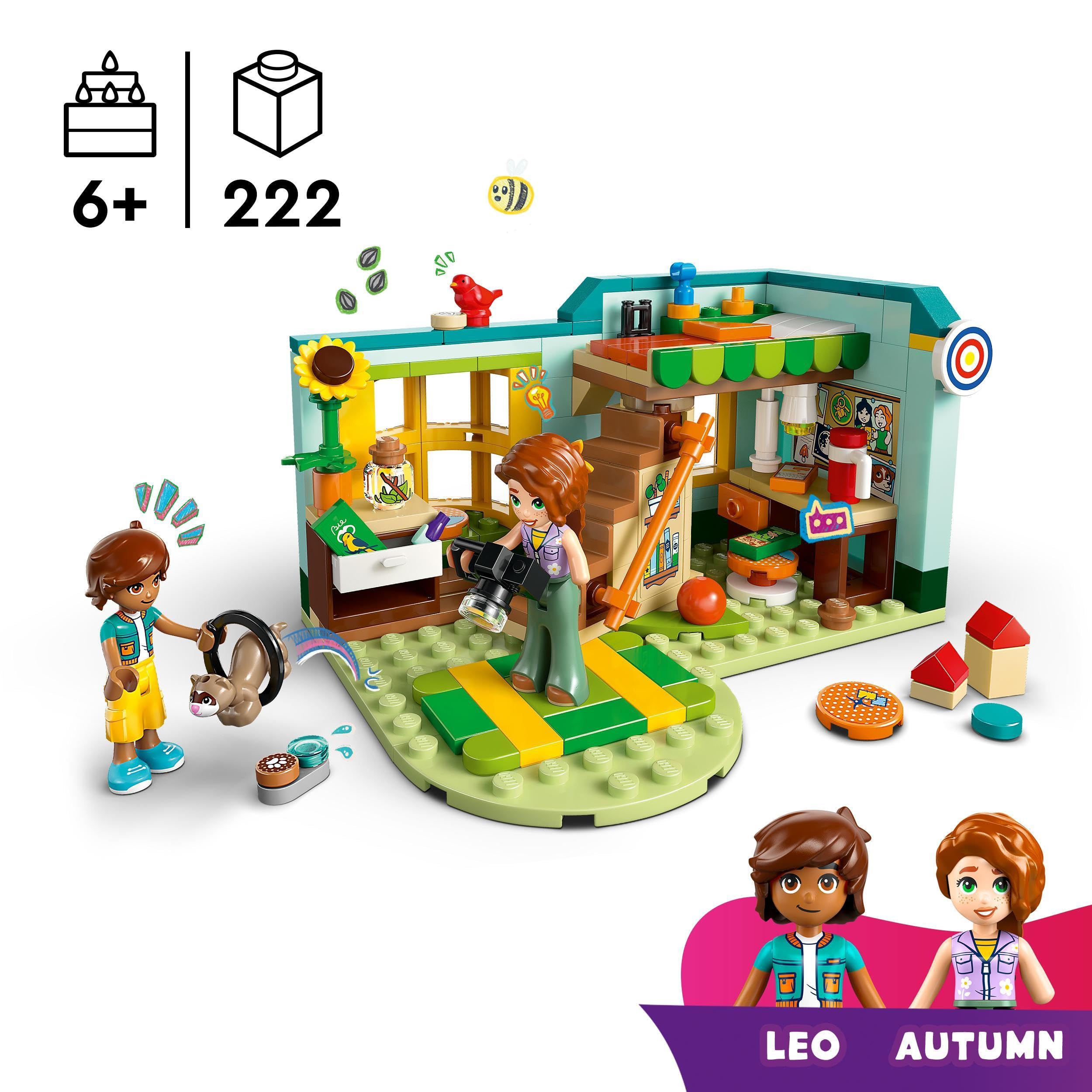 LEGO Friends Autumn’s Room Set, Creative Role-Play Toy for 6 Plus Year Old Girls, Fun Playset with 2 Characters, Nature - Image 2