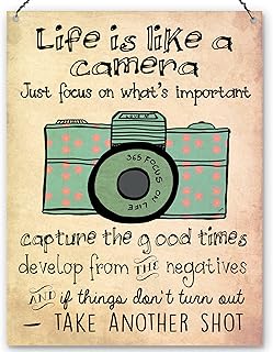 Dorothy Spring Life Is Like A Camera Cute Inspirational Quote Wall Plaque Metal Sign Gift for Friends Size 15x20cm