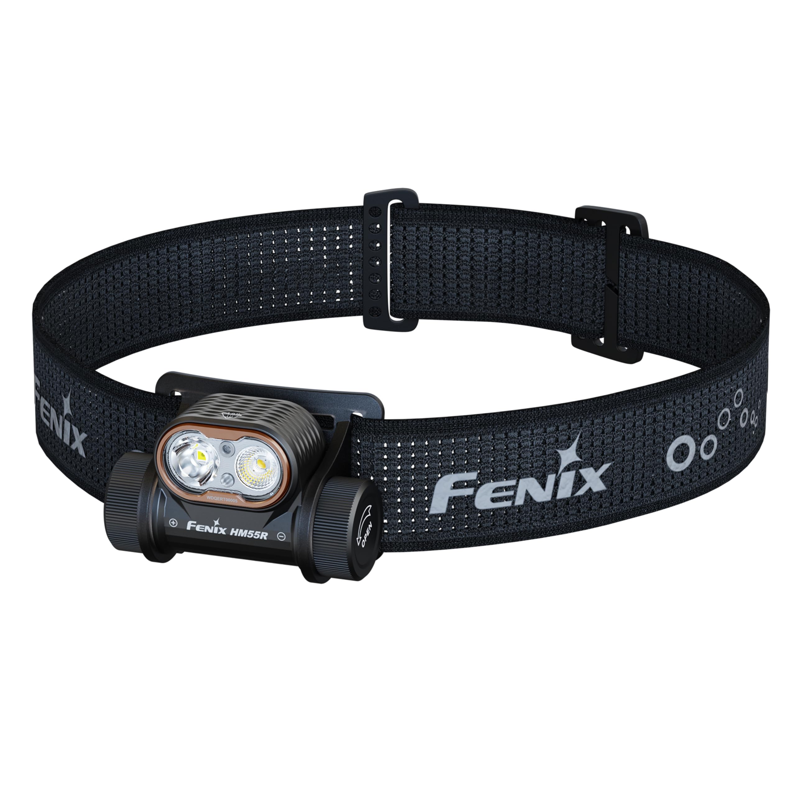 Fenix HM55R schwarze wiederaufladbare kompakte Outdoor-Stirnlampe | 1200 Lumen | 175 m | max. 141+ Stunden | weißer Spot und Flutlicht | 5 lm roter Strahl | Ein-Knopf-Bedienung | IP68
