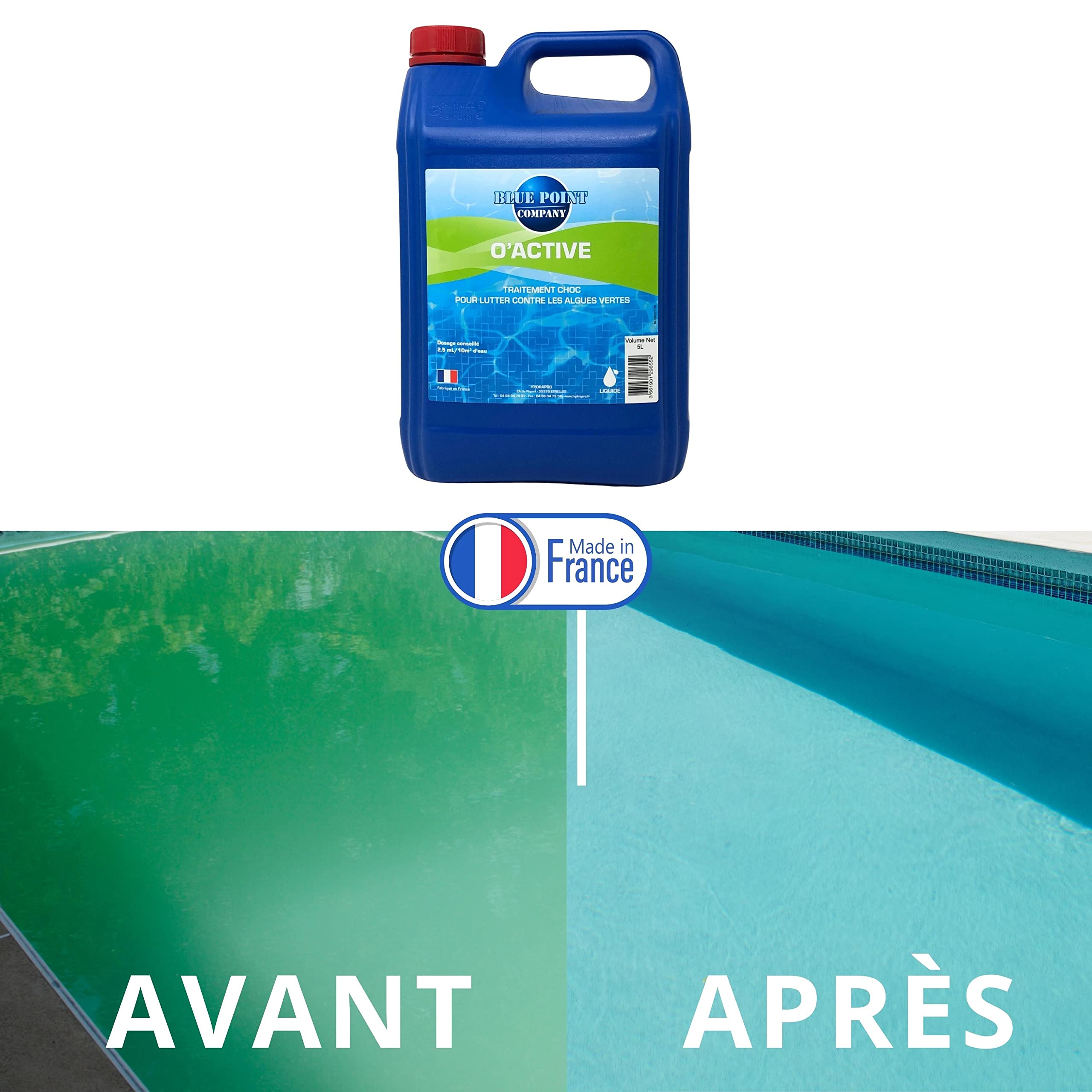 Algicide Anti Algues Piscine, rattrapage Choc Eau Verte │Anti Eau Verte/Trouble, Traitement Anti-algues 5L │Produit Stop algues et récupération des eaux Troubles