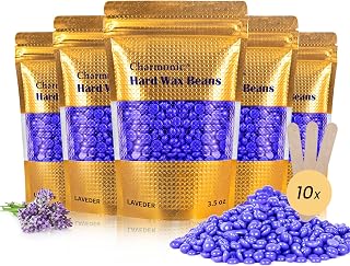 Charmonic 17.5oz European Lavender Hard Wax Beads - Painless Hair Removal Wax for Men & Women, 500g Body Depilatory