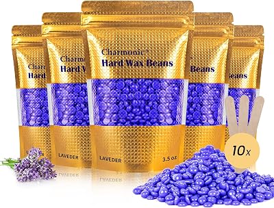 Wax Beads, 1.1 lb/ 500g/17.5 Oz Hard Wax Beads, Hard Wax Kit for Legs, Underarm, Face, Eyebrow, Bikini, and Brazilian Hair Remover, Women & Men Hair Removal Wax Beans Include 10 Pcs Sticks (Lavender)