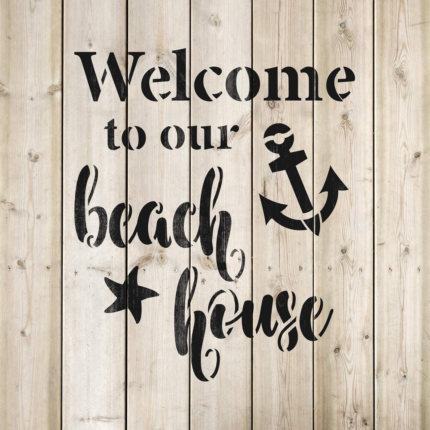 Welcome to Our Beach House Stencil - Ideal for Crafting Beach-Themed Artwork and Projects, Mylar