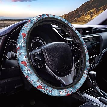 Birds Print Steering Wheel Cover for Women, Anti-Slip Car Accessories, Universal Size fit for 15 Inch All Vehicle Steering Wheel Cover