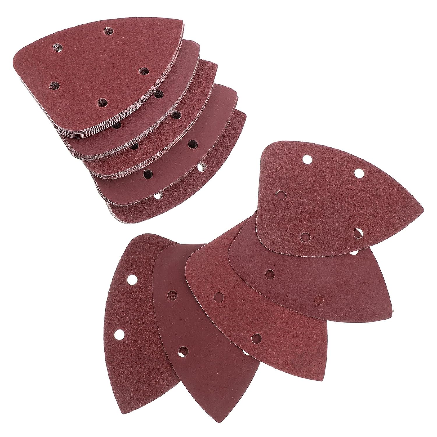 50pcs Triangular Sanding Pads Set with 5-Hole Hook and Loop Design, Assorted Grits 60# 80# 120# 180# 240# for Mouse Detail Sander Replacement, Multi-grit Sandpaper Sheets
