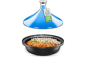 NutriChef Cast Iron Moroccan Tagine - Tagine Pot with Cone-Shaped Lid for Authentic Moroccan Cooking