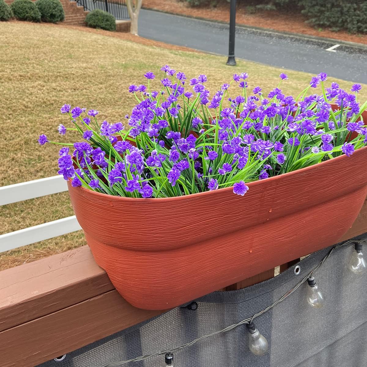 12Pcs Artificial Flowers Outdoor Decorations,Greenery Shrubs Plants Artificial Plastic Flowers UV Resistant No Fade Fake Flowers Indoor Outside Hanging Plants Home Garden Porch Decor (Purple)