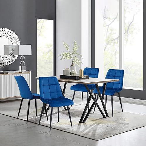 Miniatura 3 de TUKAILAi Juego de 2 sillas de comedor de terciopelo sin brazos, asiento tapizado suave y cómodo de mediados de siglo, sillas auxiliares modernas con