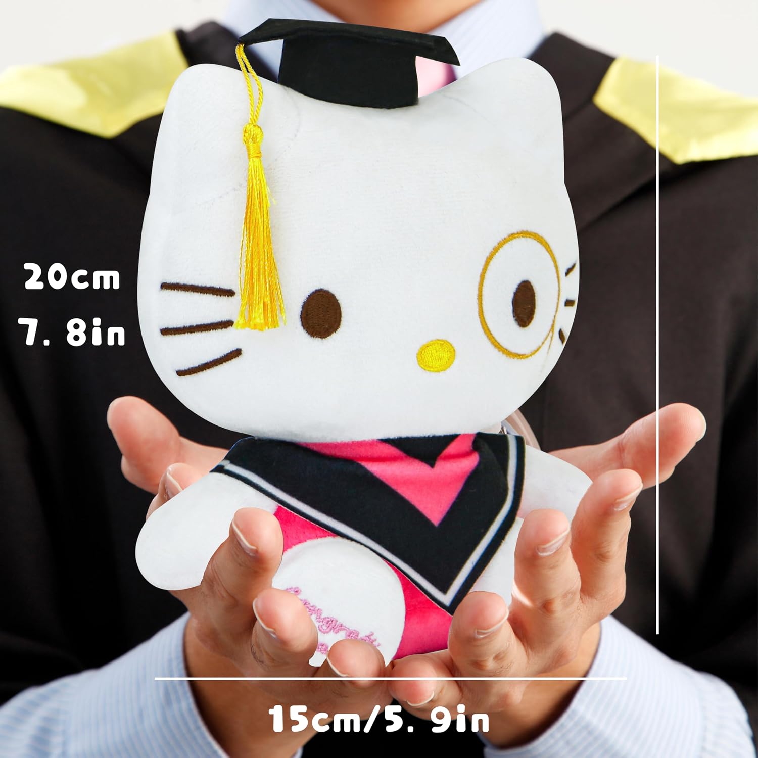 2026 Graduation Cat Plush Toy - 7.8" Cute Cartoon Stuffed Animal with Cap & Gown, Class of 2026 Keepsake for Graduation Party Decorations & Ceremony Gift(Pink)