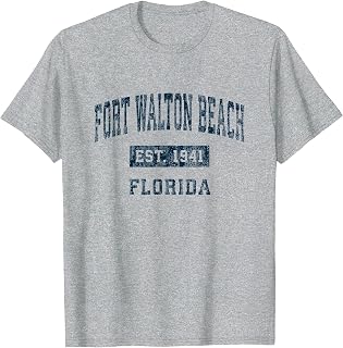 Fort Walton Beach Florida FL Vintage Sports Design Navy T-Shirt