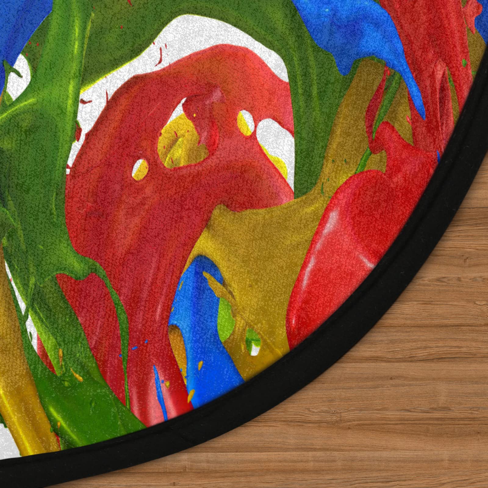 Tapis Rond 100 Cm Diamètre – Design Abstrait Graffiti – Antidérapant, Lavable, Pour Salon Chambre Déco Moderne !