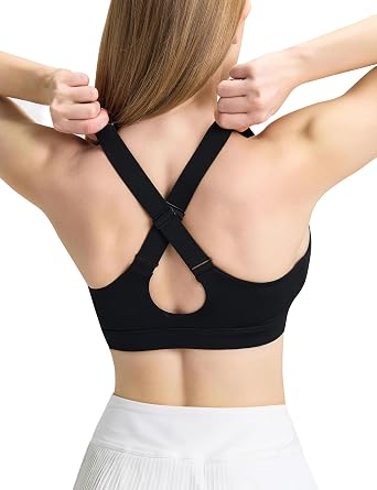 IFNOW Sports Bra for Women Padded Criss Cross Back Sports Bras V Neck Wide Adjustable Straps Workout Crop Top