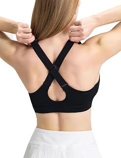 IFNOW Sports Bra for Women Padded Criss Cross Back Sports Bras V Neck Wide Adjustable Straps Workout Crop Top - Amazon product rated Grade B
