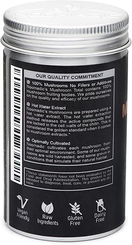 Miniatura 3 de Noomadic Total de hongos, 60 cápsulas, 500 mg, 30% beta-glucanos, complejo adaptogénico de hongos de melena de león, cola de pavo, chaga, reishi,