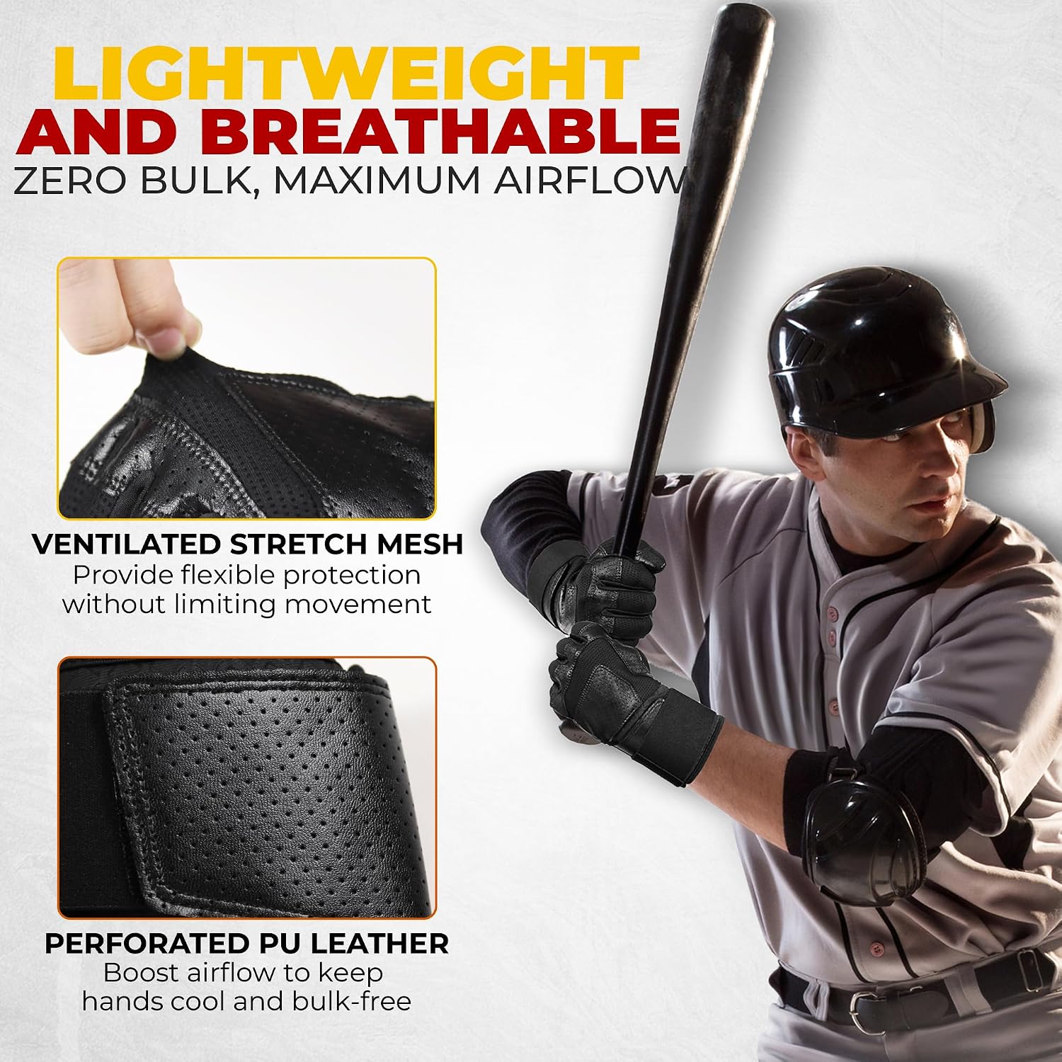 HANDLANDY Baseball Batting Gloves for Men & Women, Breathable Softball Batting Gloves with Long Cuff for Adult