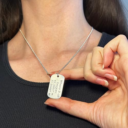 Miniatura 8 de Danique - Collar personalizado de plata de ley con placa de identificación de estilo militar para hombres o mujeres, joyería grabada a medida,