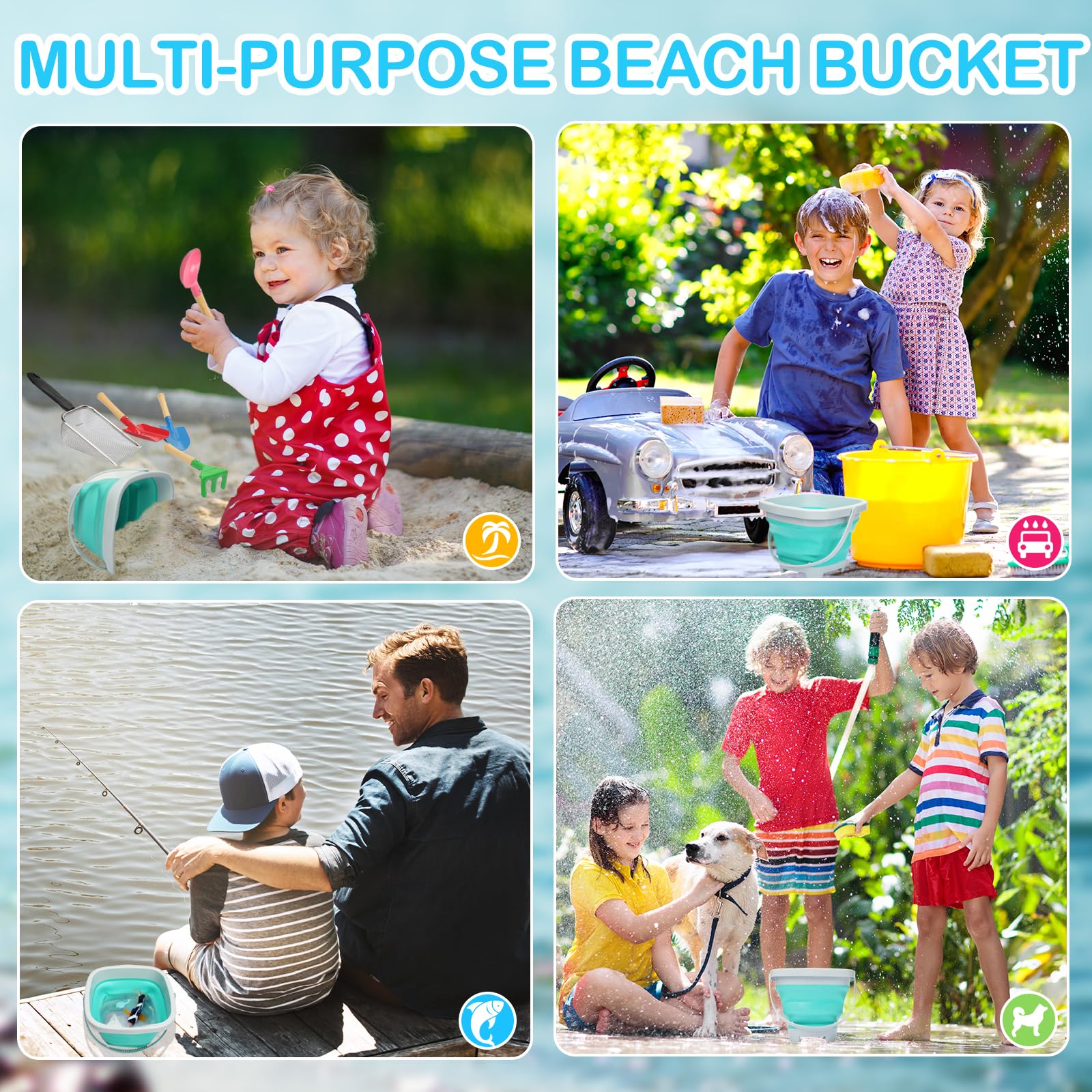 Mototo 18-teiliges Strand-Sandsieb-Spielzeug-Set, Haifischzahnsieb, Strand-Mesh-Schaufel mit Muscheltaschen, zusammenklappbarer Strandeimer für Muscheln, Sammeln von Haifischzähnen, Spielspielzeug