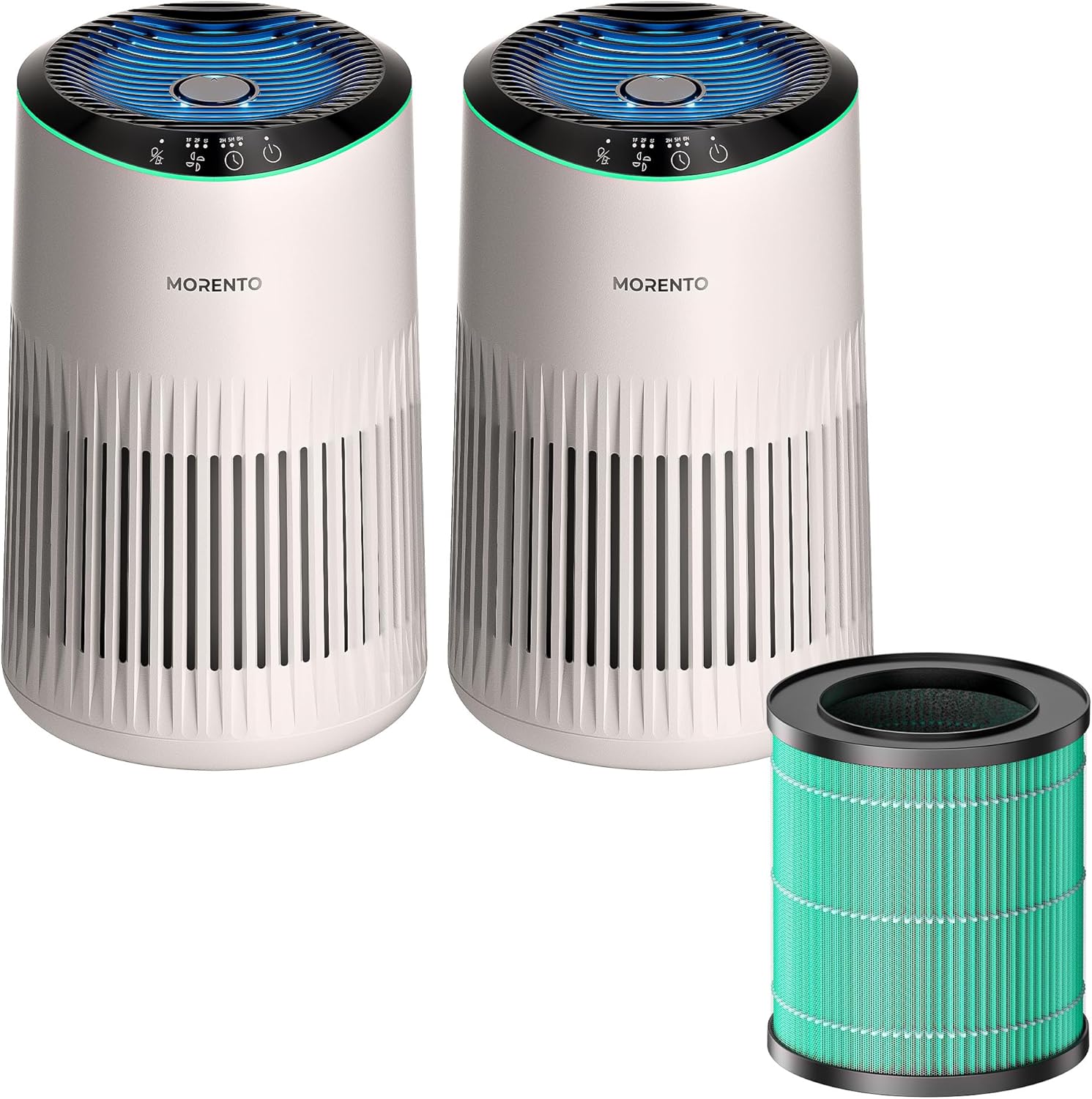 MORENTO MR2566 Air Purifiers for bedroom Ivory with 1 Pack Genuine Air Purifiers Replacement Filter Pet Dander Version