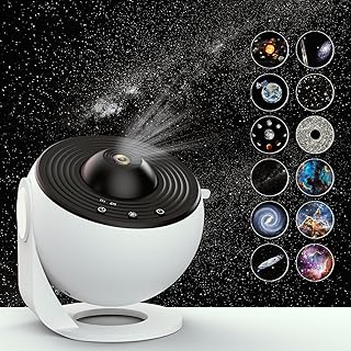 Star Projector,Planetarium Projector Galaxy Projector for Bedroom,360 Degree Rotation Galaxy Night Light with 4K Replaceable 12 Galaxy Discs Large Projection Area Sky Night Light for Kids Adults