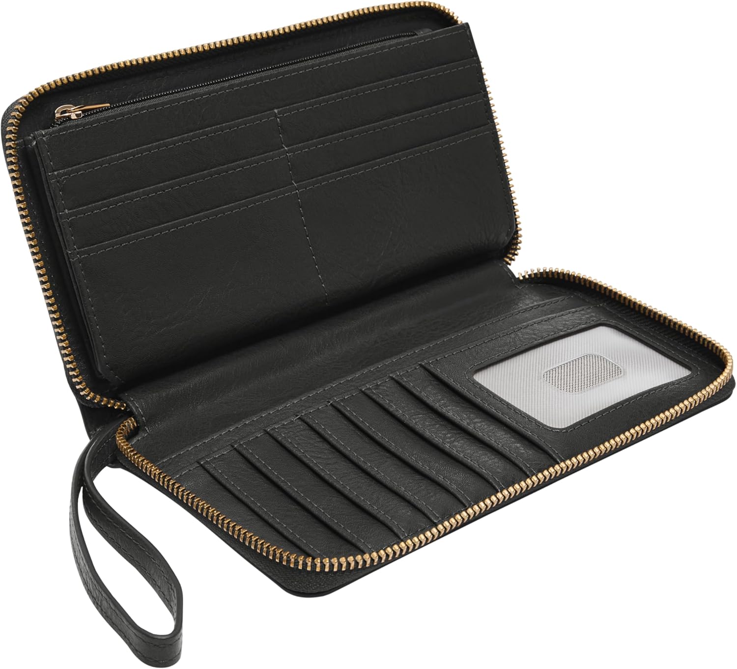 Fossil Women's Liza Leather Wallet Zip Around Clutch with Wristlet Strap, Black (Model: SL7878G001) - Image 2