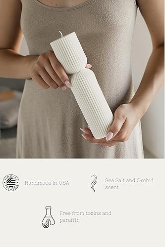 Miniatura 5 de LAWA - Vela de pilar de reloj de arena, grande, hermoso pilar hecho a mano, vela perfumada de cera de soja, elegante vela estética de burbujas,