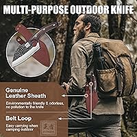 Vista 19 de ENOKING Cuchillo vikingo para carne de 6.1 pulgadas con funda, cuchillo para cortar carne, cuchillos de chef japoneses para el hogar, cocina