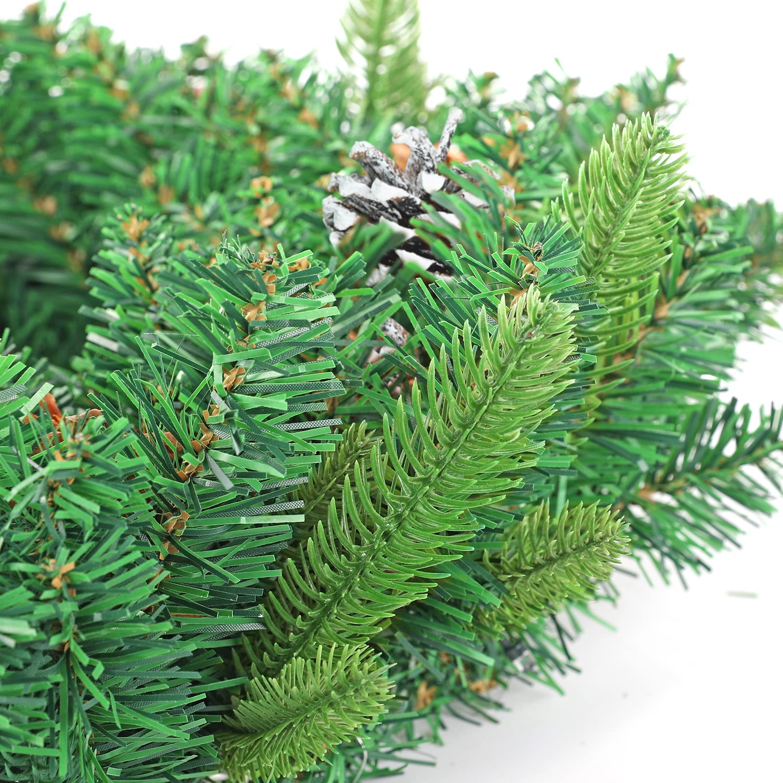 LZQ Girlande Weihnachten 8m, Weihnachtsgirlande mit Beleuchtung, Tannengirlande, Weihnachtsdeko Girlanden mit Roten Beeren und Tannenzapfen, für Innen und Außendekoration von Türen, Wänden und Treppen