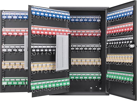 Barska 300 Position Key Lock Box – Wall Mount Key Cabinet with Numbered Hooks, Key Log Sheet, Colored Key Tags, Labeled Shelves, Solid Steel Construction – Secure Key Organizer