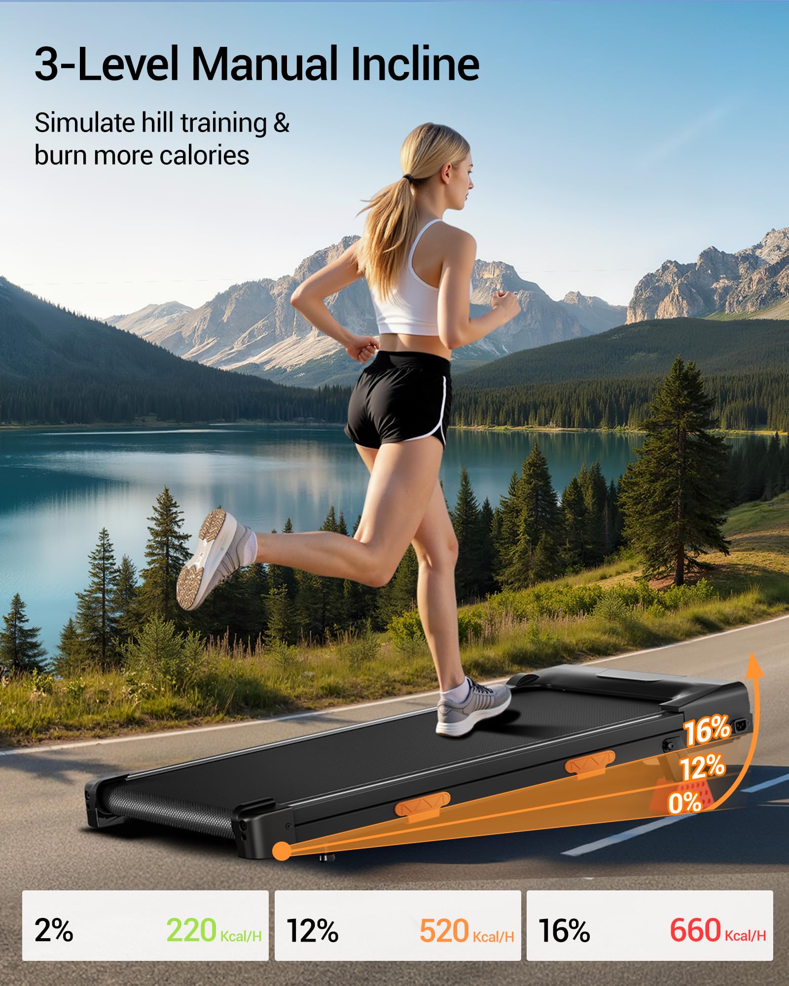 Tapis de Course LONTEK 3.0HP Inclinable 16% 10km/h avec Affichage LED et Télécommande pour Maison et Bureau 136kg