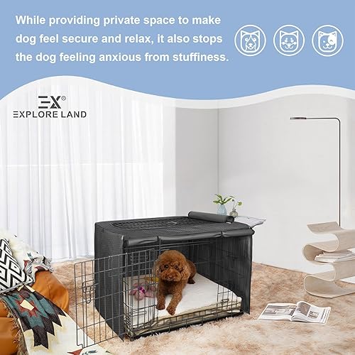 Miniatura 6 de Explore Land - Funda para jaulas de perros, resistente, ajuste universal, apta para perreras estándares de metal de 1, 2 y 3 puertas, 42, estampado