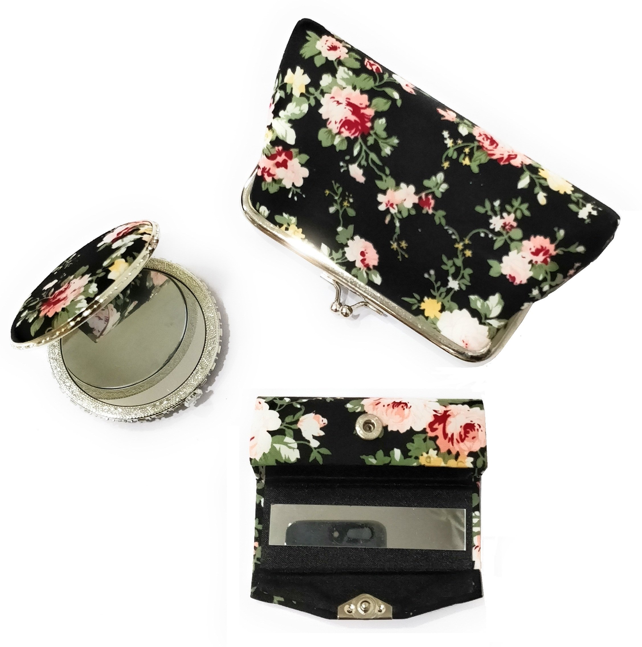 小物 MOKA MOCA Canvas Cute Floral Party Clasp Purse wallet Clutch Lipstick