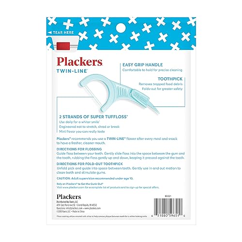 Miniatura 6 de Plackers Paquete de púas de hilo dental y hilo dental de doble línea (3 paquetes, 90 unidades y 75 unidades)