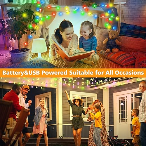 Miniatura 2 de 2 tiras de luces de globo de 20 pies alimentadas por pilas con temporizador remoto, 40 luces LED de hadas alimentadas por USB, luces parpadeantes de