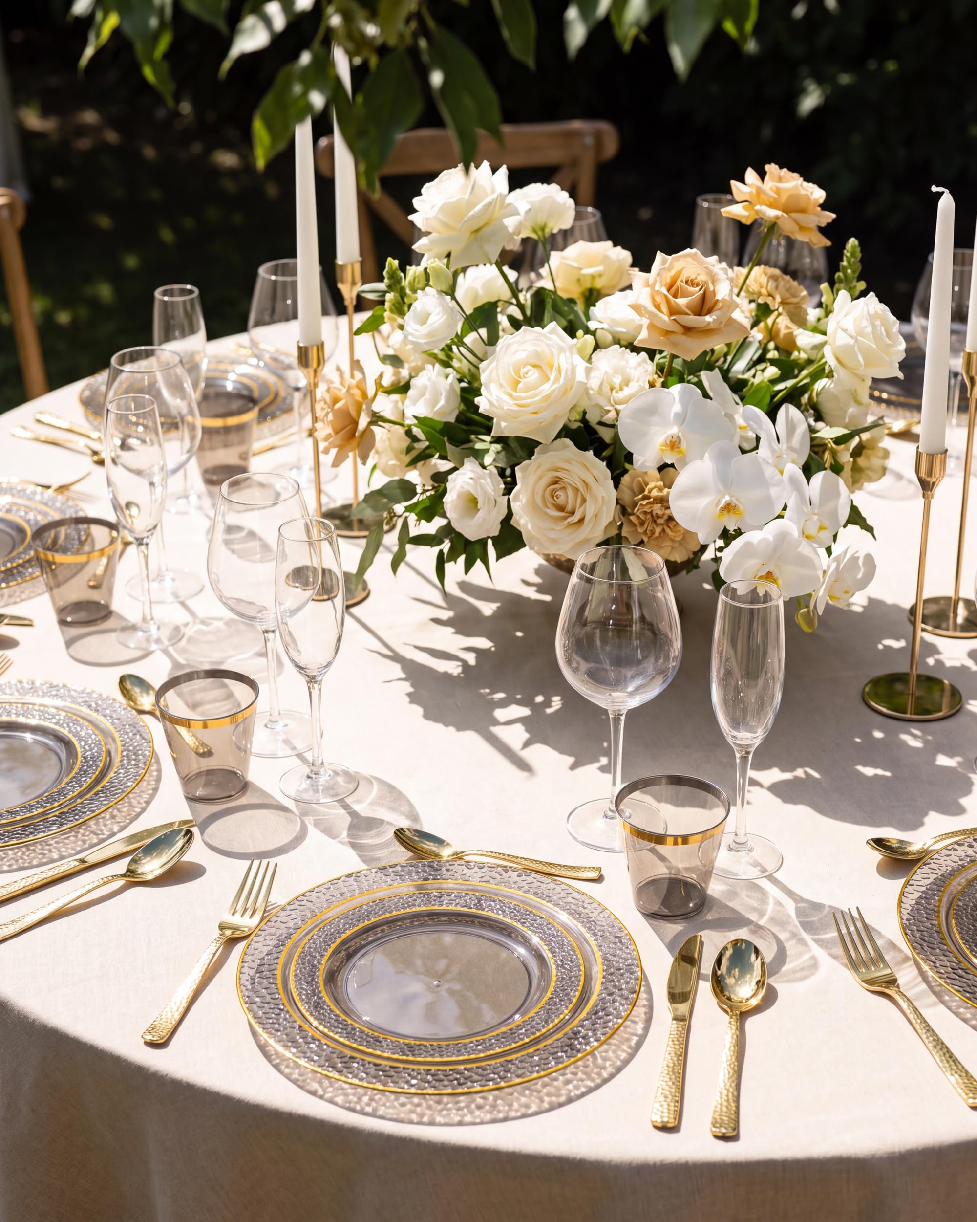 Nervure Plates & Gold Silverware Set - 150 PCS -2