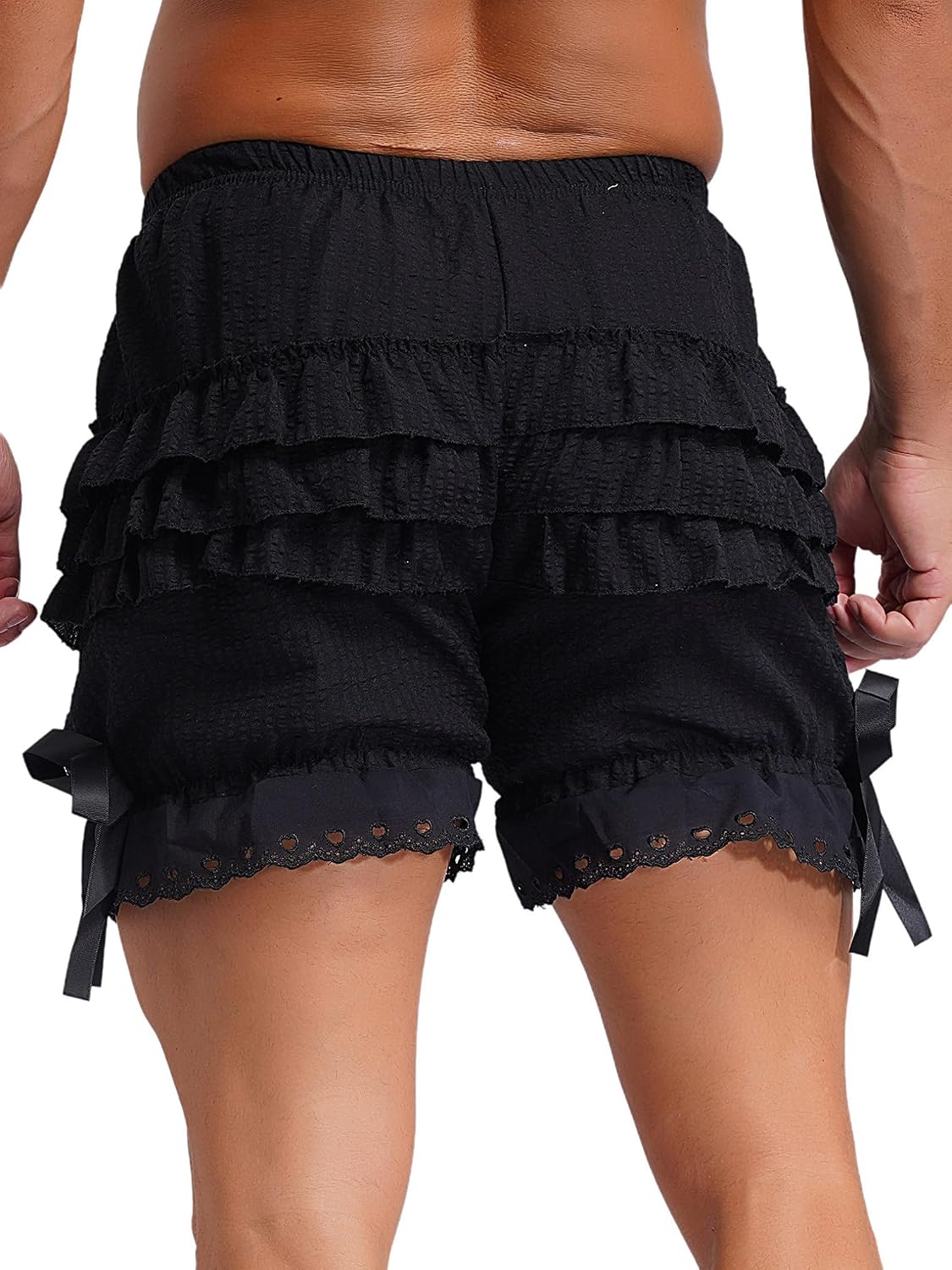 Hularka Men's Sissy Ruffled Tiered Bloomers Elastic Waistband Pumpkin Shorts Panties Underwear