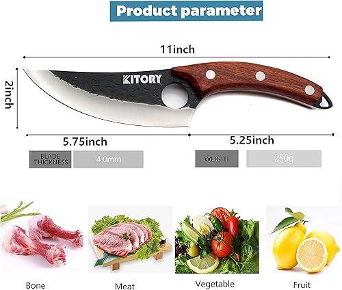 Miniatura 2 de Kitory Cuchillo vikingo de 6 pulgadas, cuchillo vikingo para deshuesar, cuchillo forjado de filete y cebo, cuchillo de cocina multipropósito para