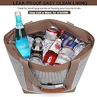 Vista 2 de Bolsa térmica a prueba de fugas con aislamiento térmico de espuma térmica, bolsa de comestibles reutilizable, bolsas de almuerzo grandes