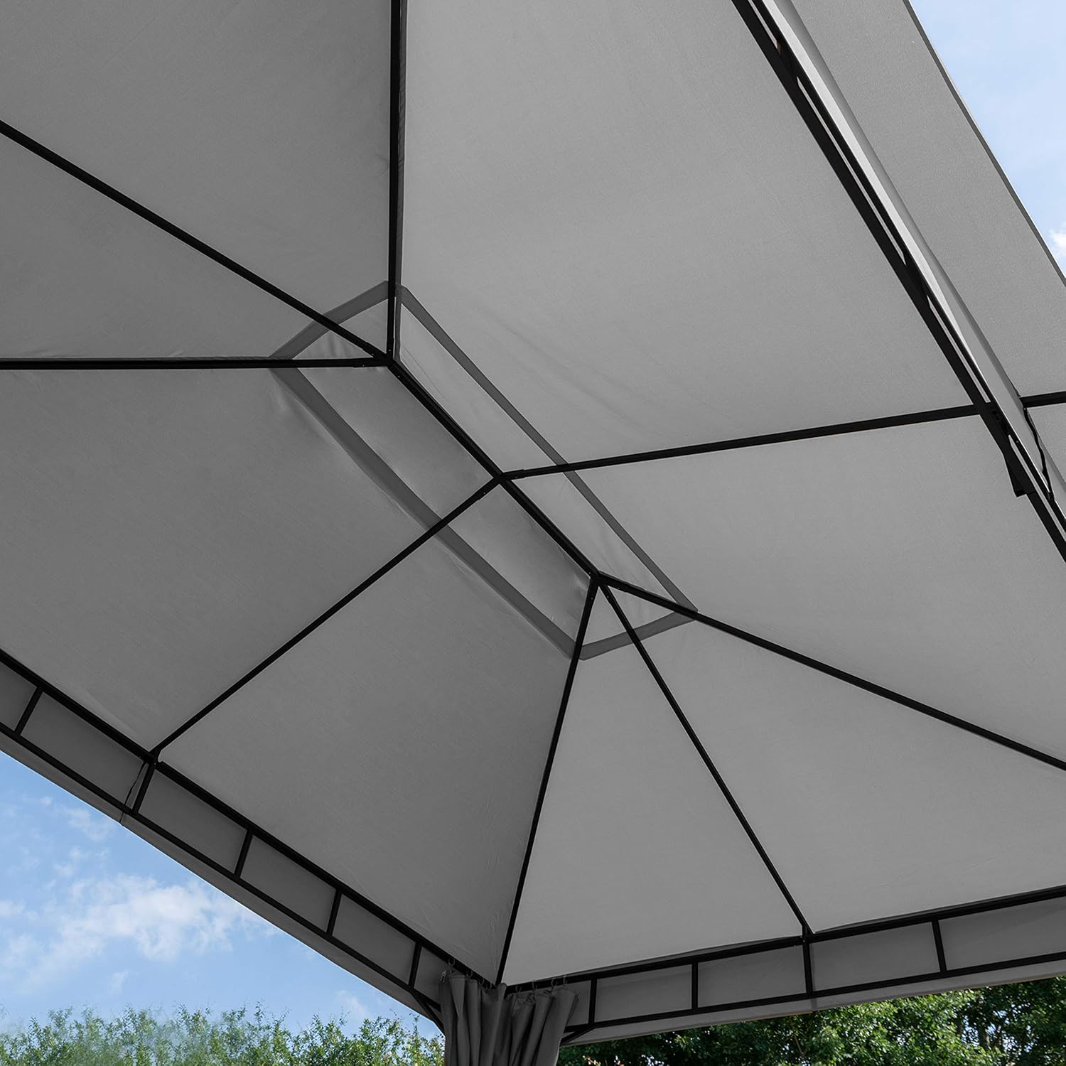 TOOLPORT Gazebo 10X13 Ft with Approx. 5.3 Oz/Yd² Waterproof Tarpaulin Roof 4 Side Panels in Gray