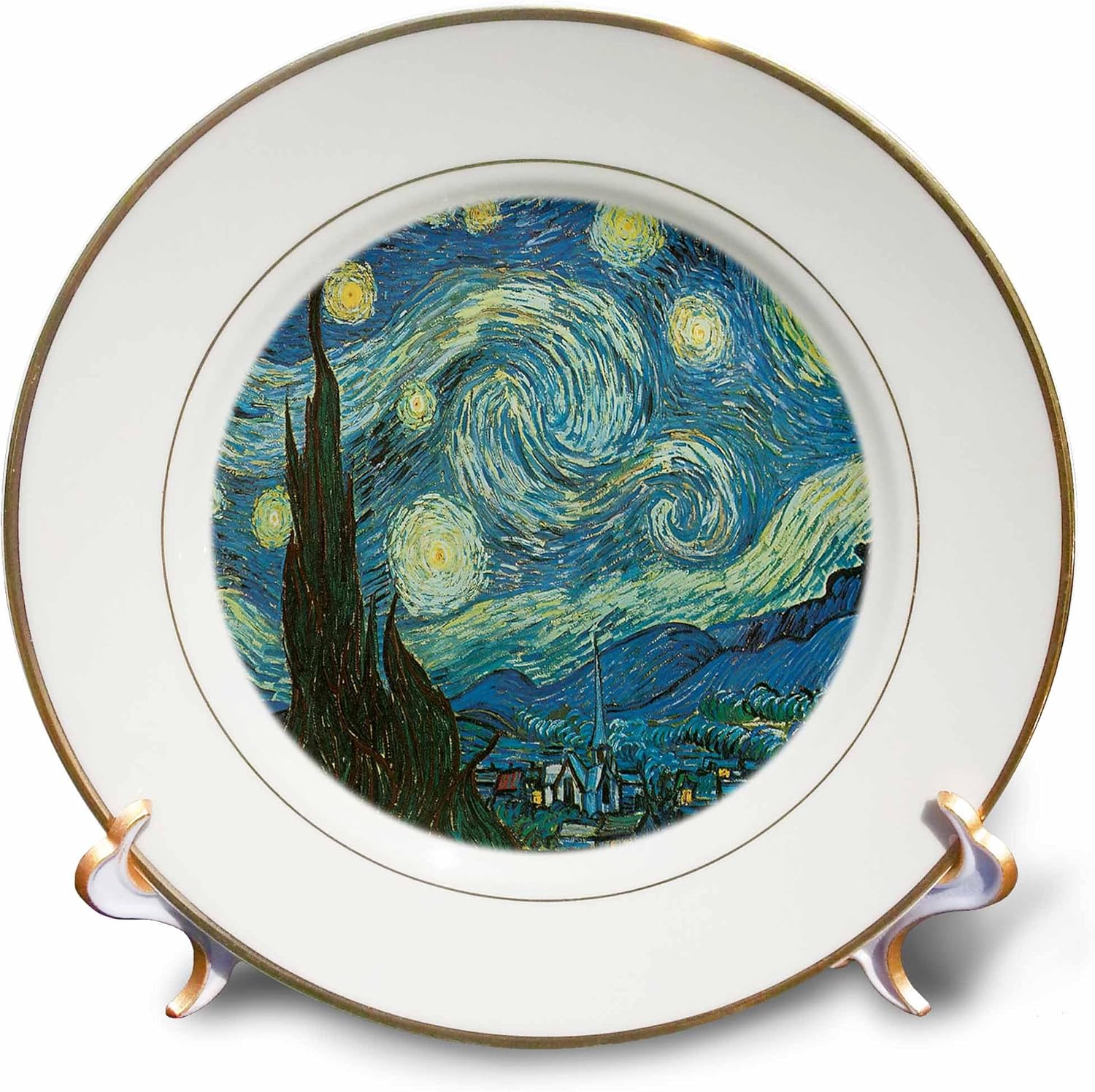 3dRose cp_128155_1 The Starry Night by Vincent Van Gogh Porcelain Plate, 8-Inch