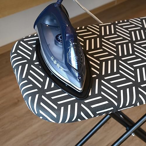 Miniatura 9 de caius Tabla de planchar de tamaño completo, tabla de hierro con cubierta acolchada extragruesa, altura ajustable, fácil de plegar, construcción de