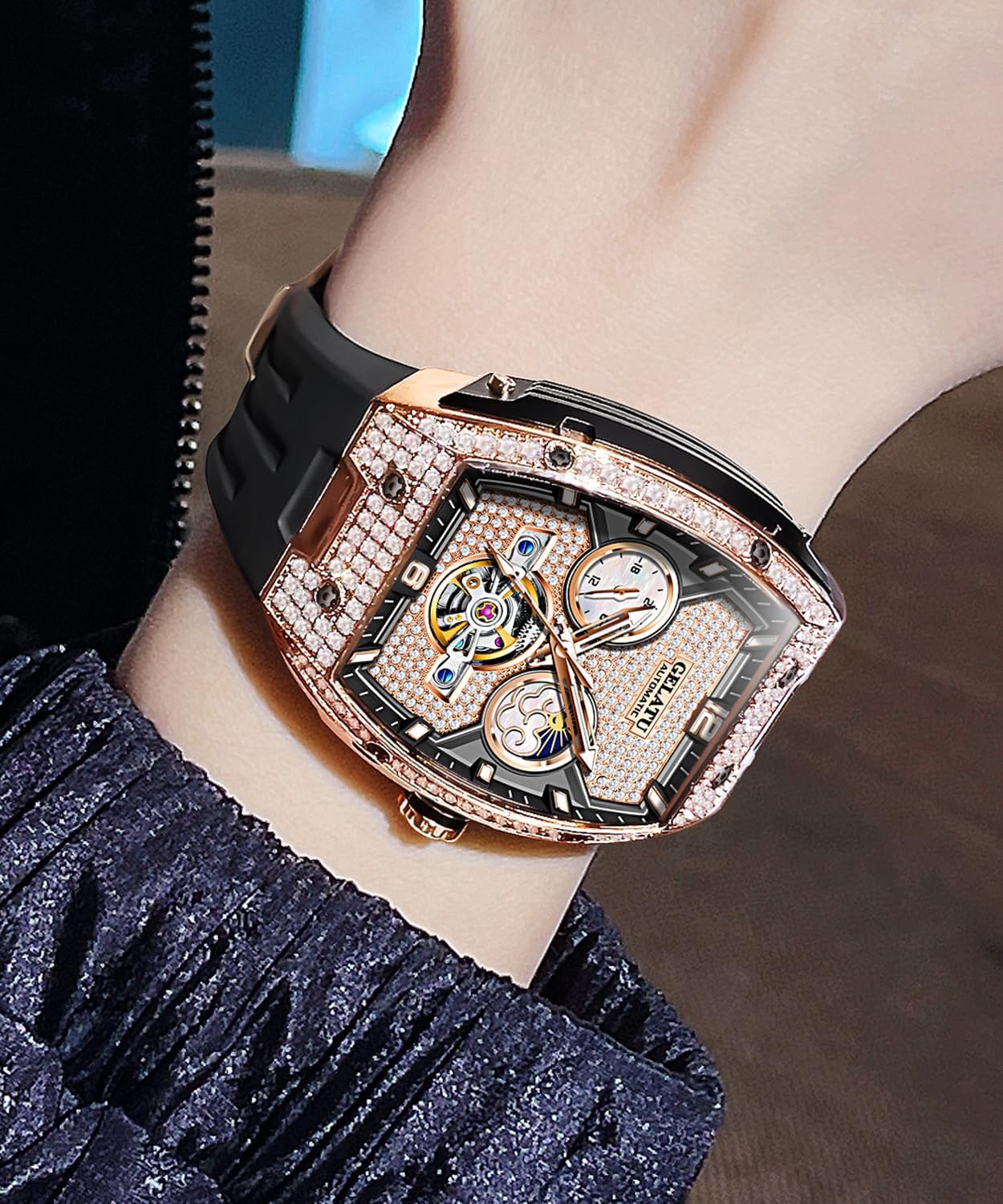 OLEVS Womens Diamond Watch Automatic Mechanical Ladies Elegant Luxury Sapphire Crystal Wrist Watches - Image 3