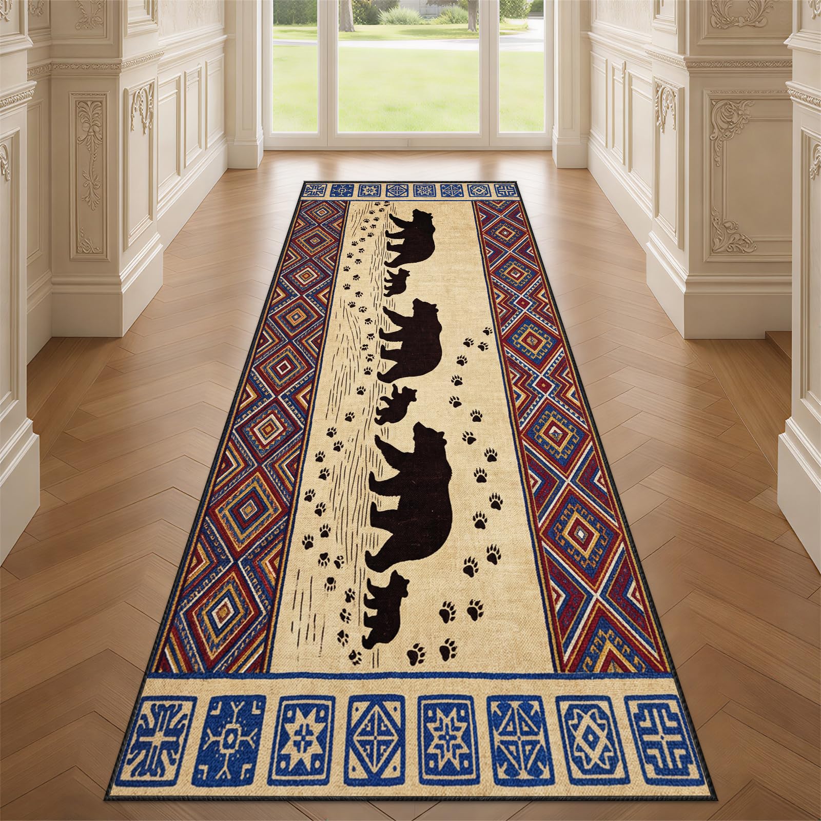 YEMYOR Black Bear Runner Rug for Hallway, Rustic Bear Carpet Runner 120x360cm, southwestern wildlife Long Hall Carpet, Machine Washable, for Laundry Room Entryway Bedroom โ image 1