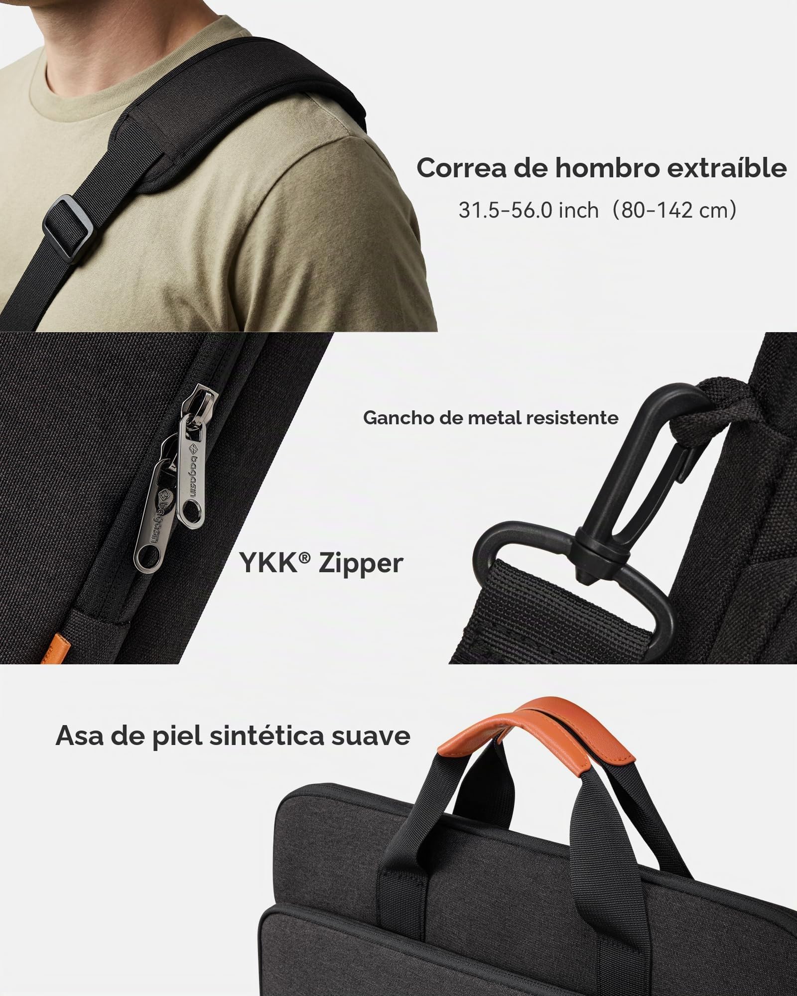 bagasin Bolsa de Transporte para Ordenador portátil de 15 15.6 16 17 17.3 Pulgadas, maletín de Tela Repelente al Agua, Cargador Superior Ligero, para Negocios o Escuela
