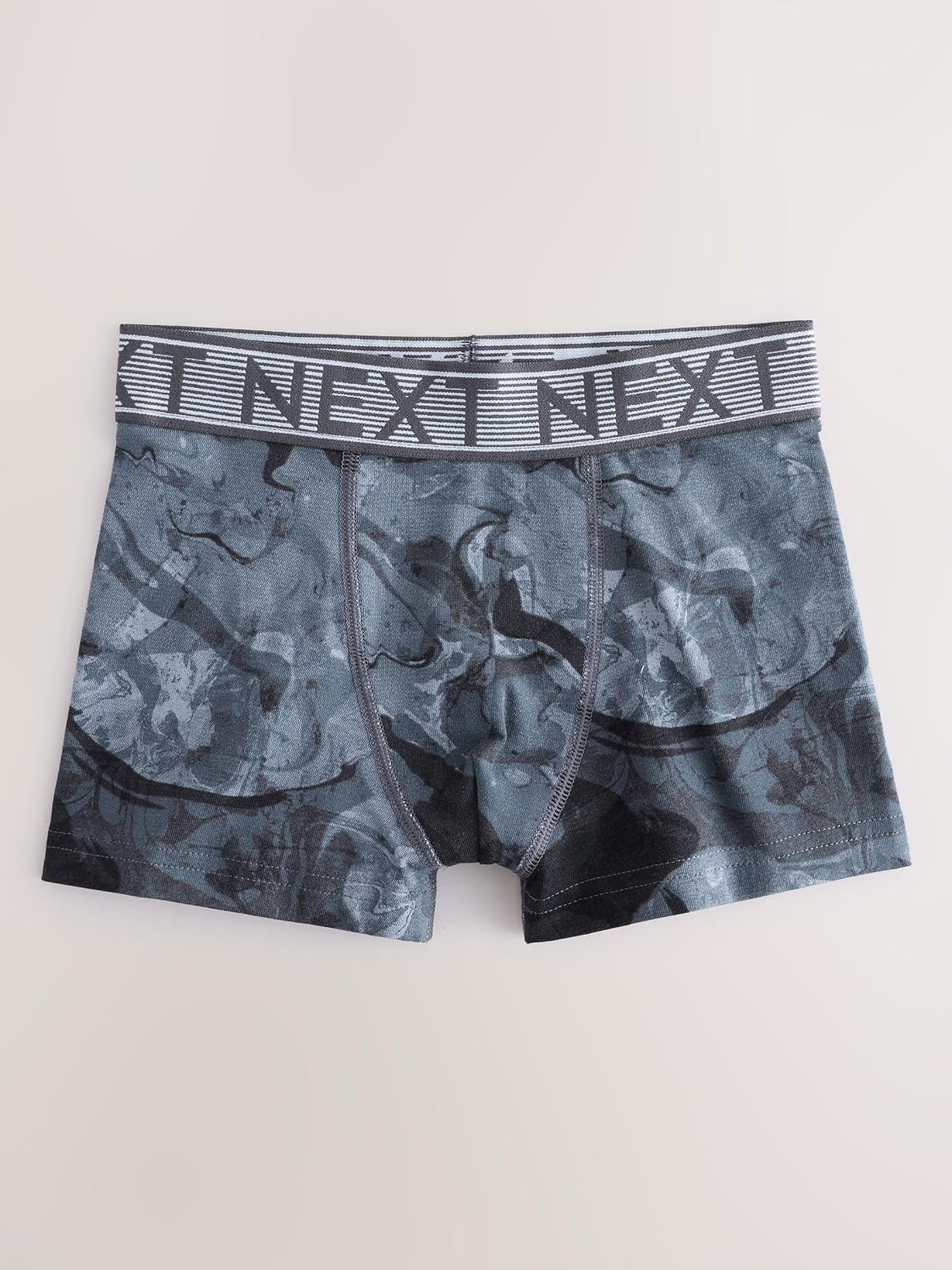 NEXT Boys Blue Marble Print Boxers 5 Pack 7-8Y | Soft cotton construction, flexible elastic waistband ensures a secure fit, comfortable option for daily rotation