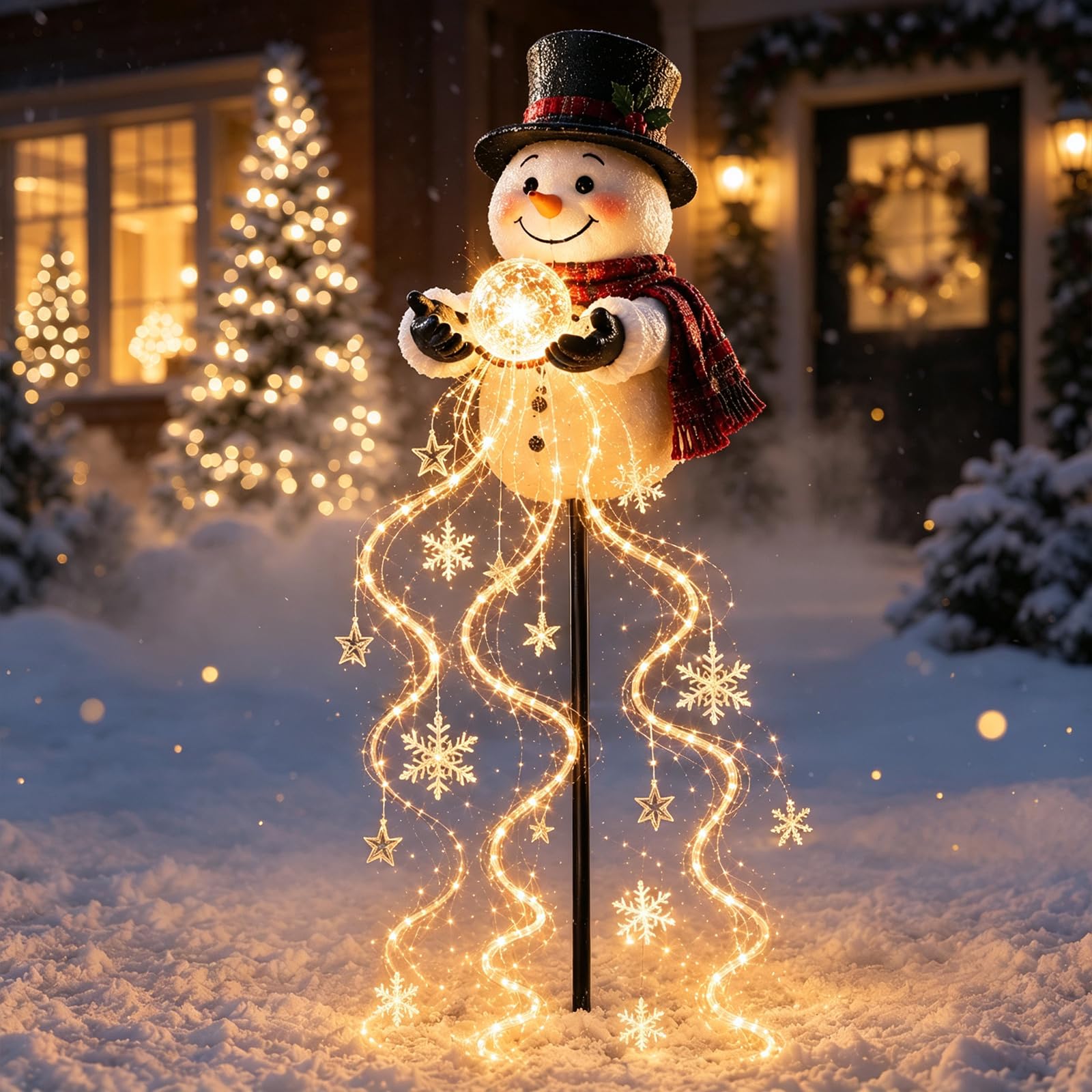 Snowman Magic Fountain - Flowing Snowflake LED Christmas Garden Light (#1)