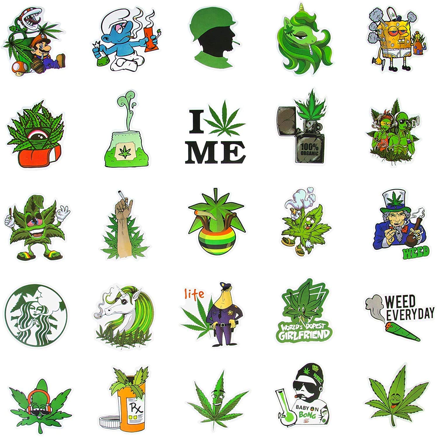 100 Adesivi Cannabis In Vinile Per Adulti - Decorazioni Per Laptop, Skate, Bottiglie - Foto 10