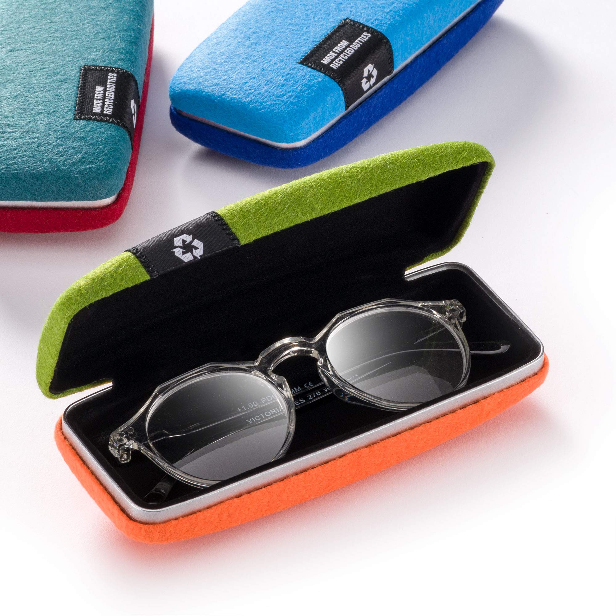 FEFI - Étui à lunettes rigide avec Revêtement en feutre fabriqué à partir de bouteilles PET recyclées.