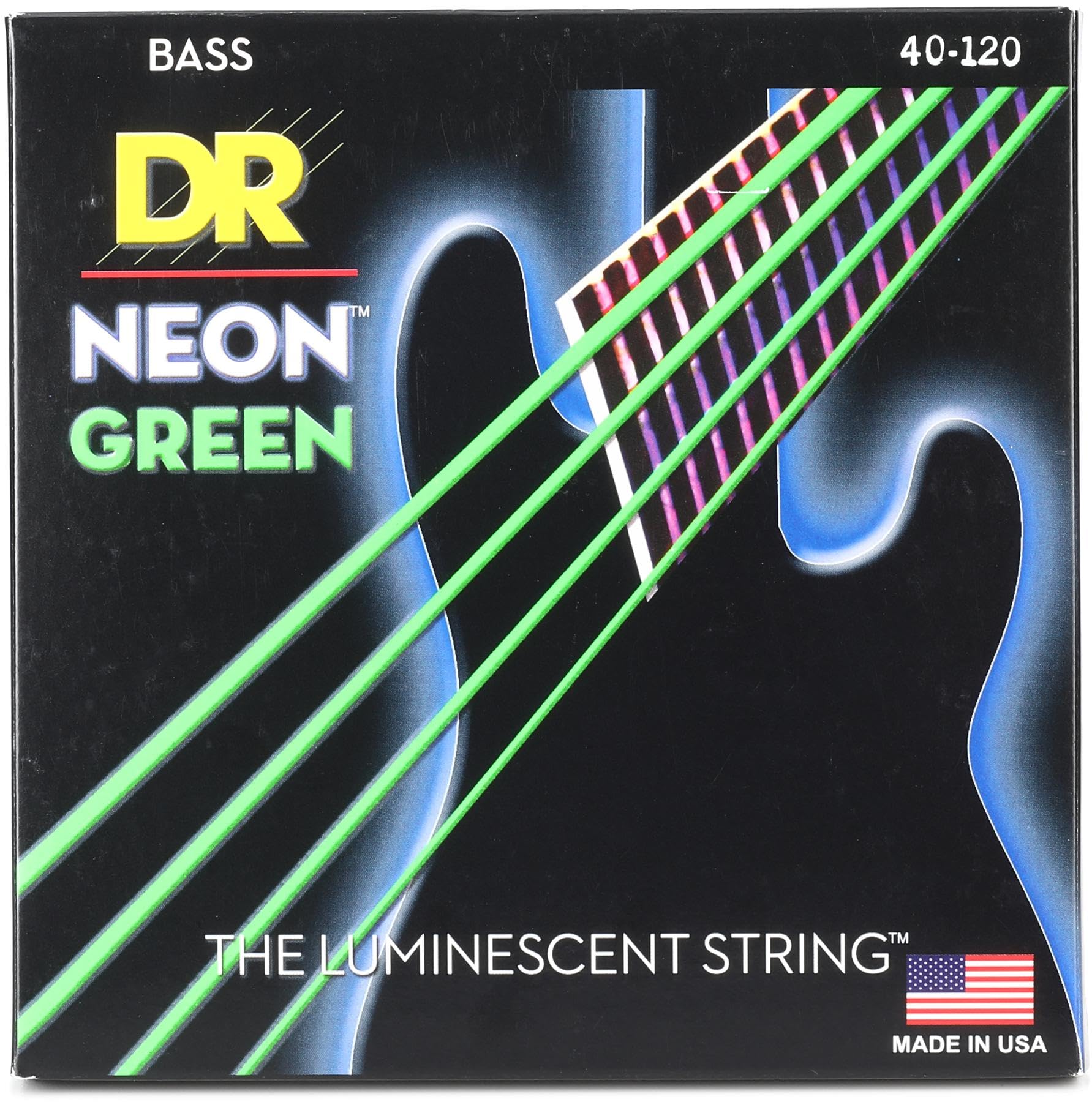 DR Strings NEON Electric Bass Guitar Strings - .040-.120 Light, Green
