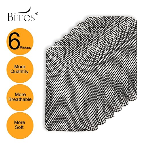 Miniatura 4 de BEEOS Gorra de peluca de malla, 6 piezas de red para cabello para peluca frontal de encaje negro, gorra de red negra para mujer